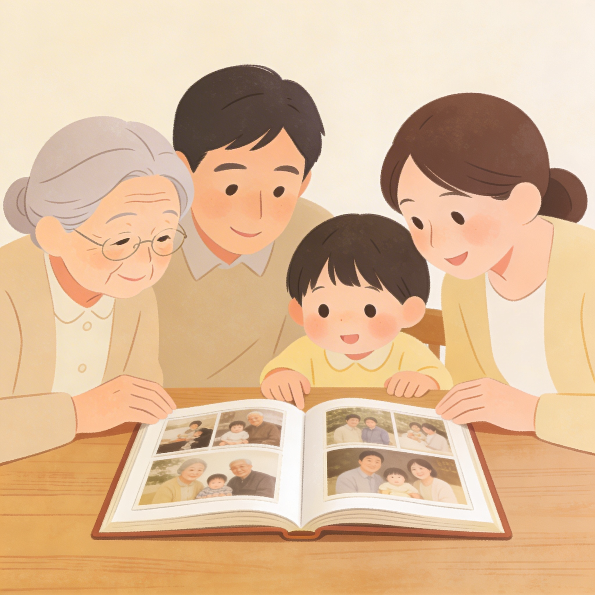 昭和・平成の家族がアルバムを囲む